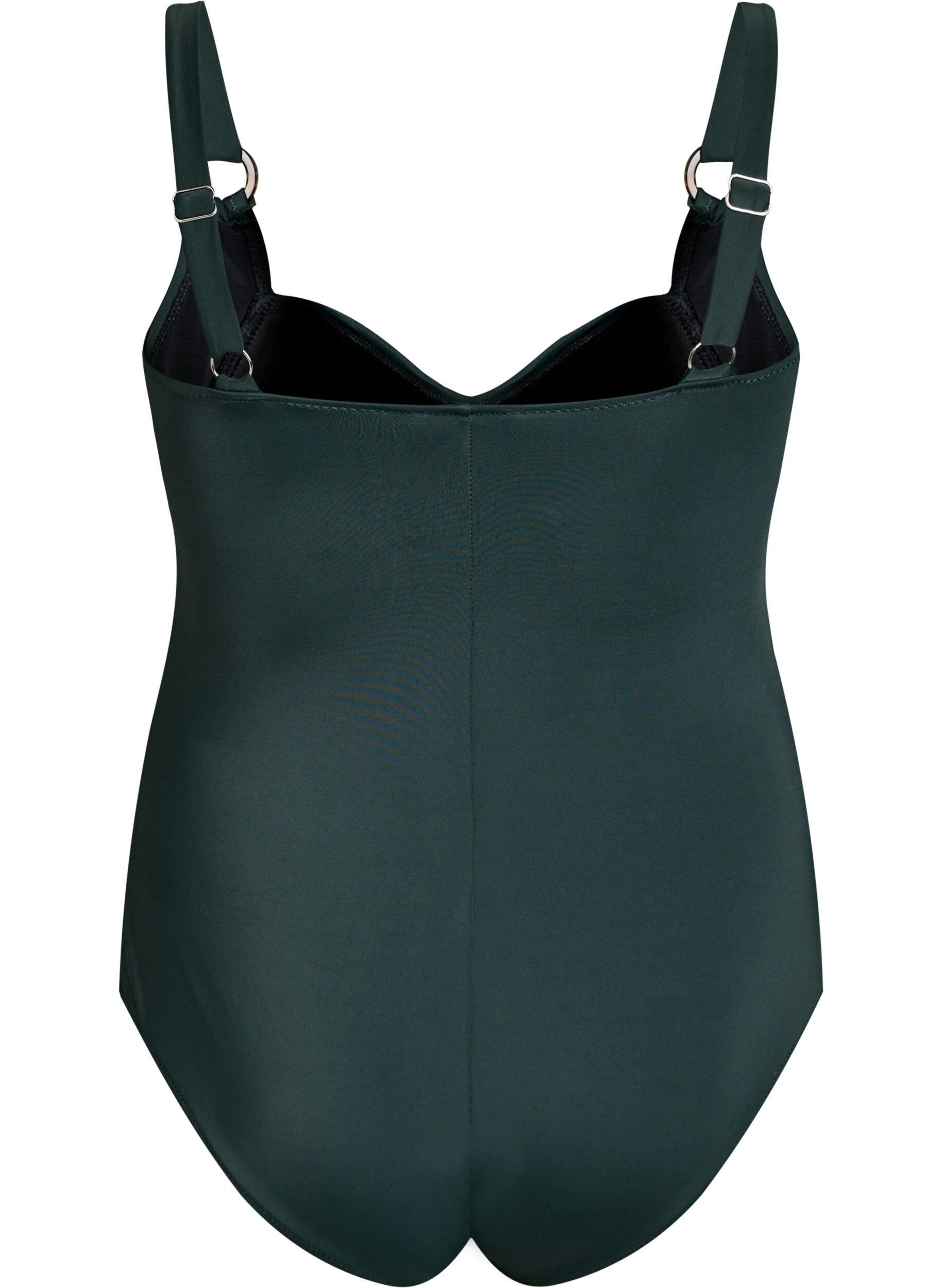 Zizzi Polstret badedrakt med drapering, Gr&oslash;nn, Packshot image number 1