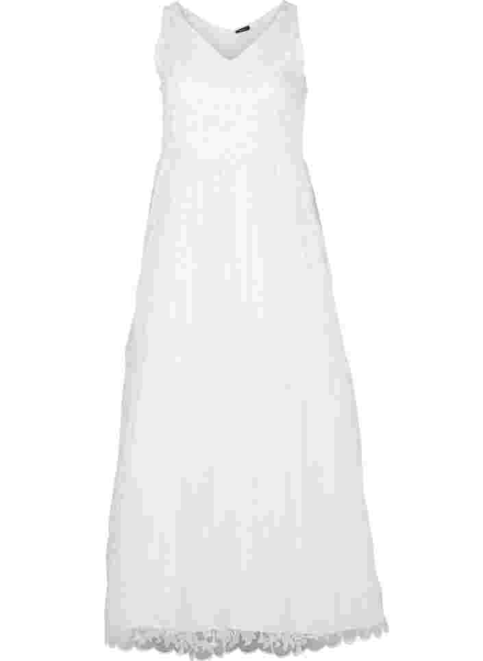 Ermeløs brudekjole med V-hals, Star White, Packshot image number 0