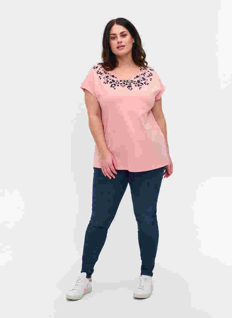 T-skjorte i bomull med mønster, Blush mel Leaf, Model image number 2