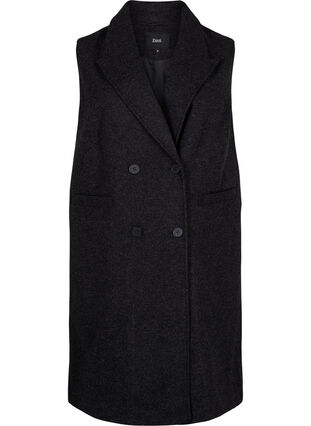 Zizzi Lang vest i ull-look, Dark Grey Melange, Packshot image number 0