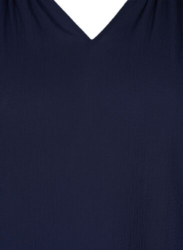 Bluse med korte ermer og V-hals, Navy Blazer, Packshot image number 2