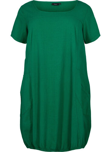 Kortermet kjole i bomull, Verdant Green, Packshot image number 0