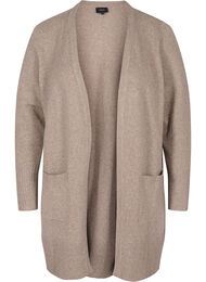 Melert strikket cardigan med lommer, Fungi Mel.