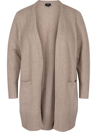 Melert strikket cardigan med lommer, Fungi Mel., Packshot image number 0
