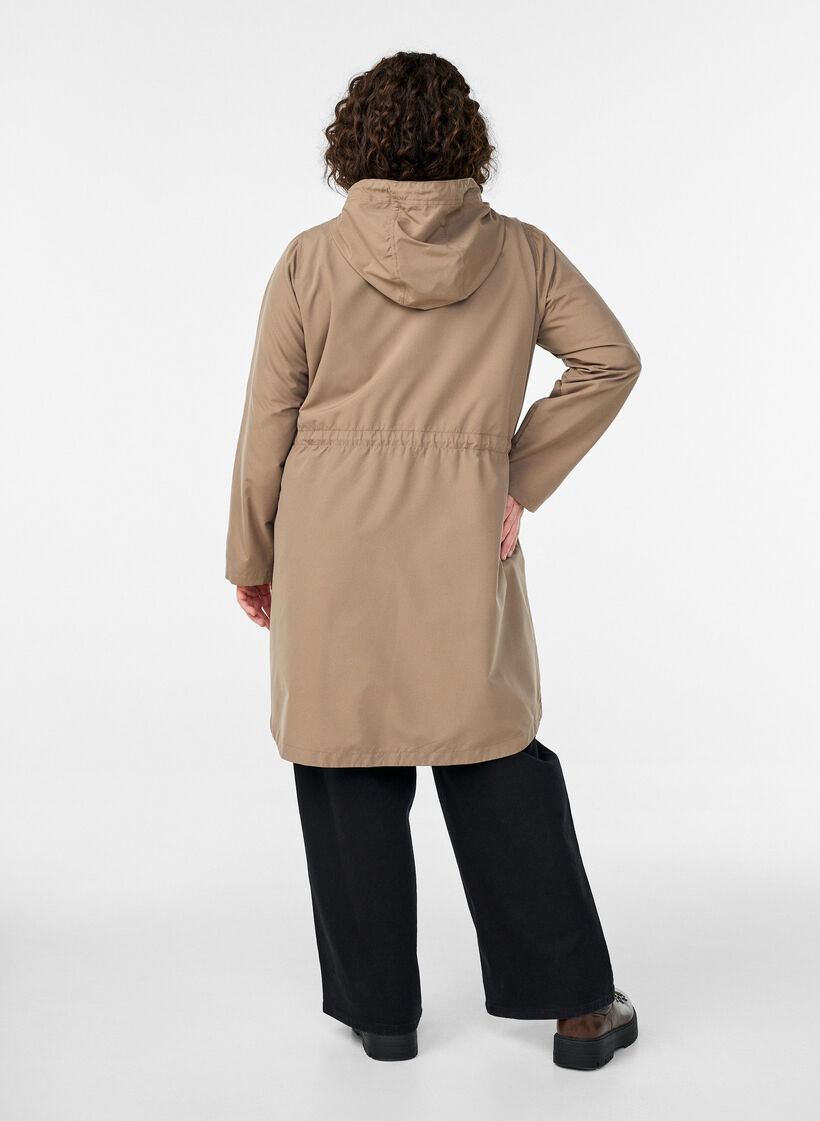 Lett parkas med hette, Brun, Model image number 2