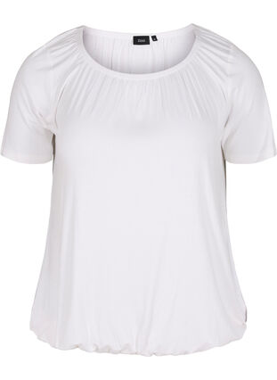 T-skjorte i viskose med strikk, Bright White, Packshot image number 0