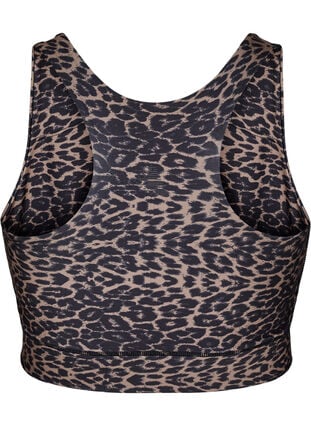 Zizzi Racerback sports-BH med leopardmønster, Brun, Packshot image number 1