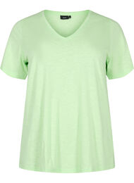 Kortermet basic T-skjorte med V-hals, Paradise Green