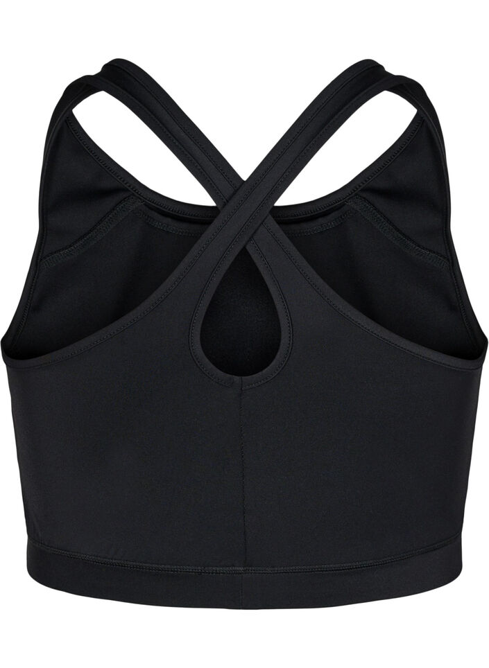 Sports-BH med frontlomme, Black, Packshot