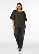 Jacquard bluse med puffermer og A-linjeform, Gr&oslash;nn, Model image number 1