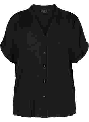 Kortermet viskoseskjorte med V-hals