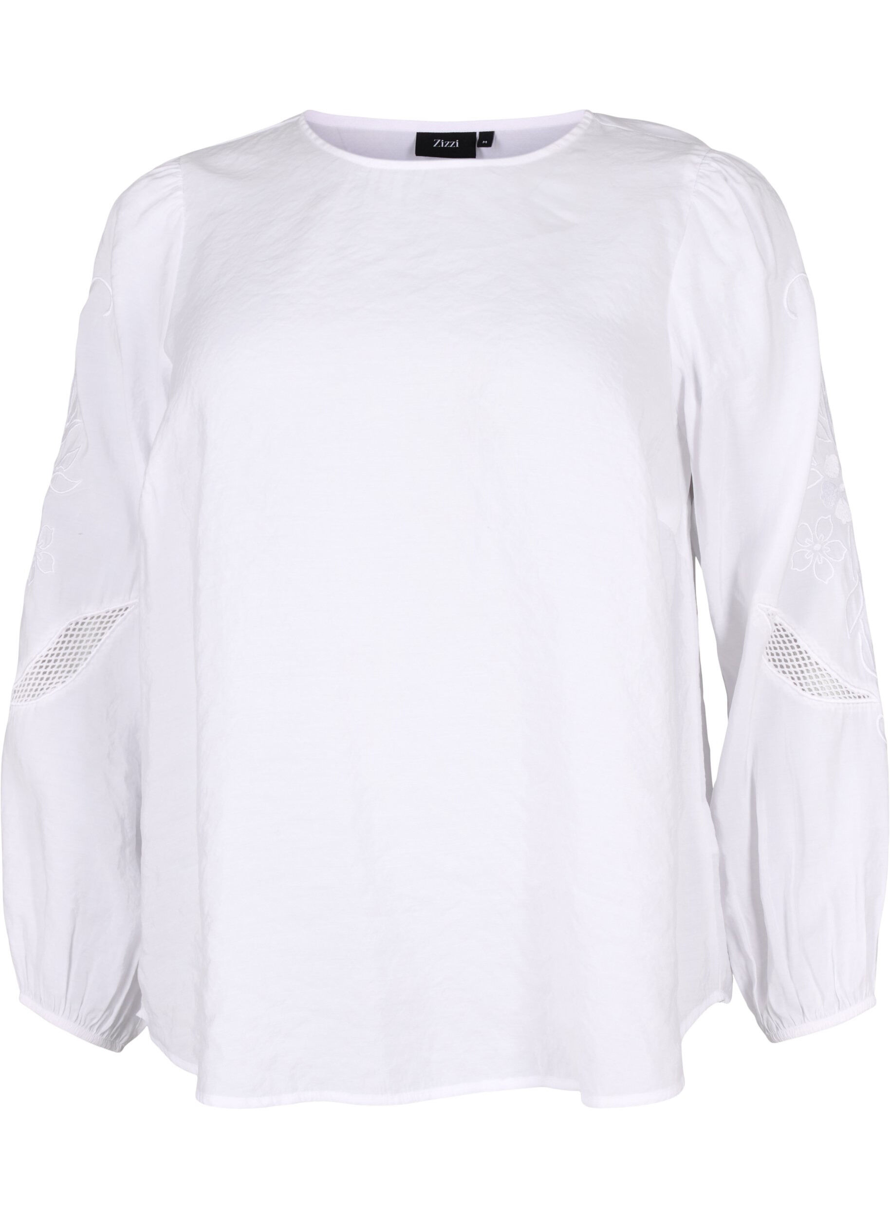 Zizzi Bluse i Tencel &trade; Modal med broderidetaljer, Bright White, Packshot image number 0
