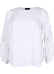 Bluse i Tencel ™ Modal med broderidetaljer, Bright White