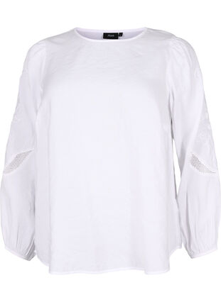 Bluse i Tencel ™ Modal med broderidetaljer, Bright White, Packshot image number 0