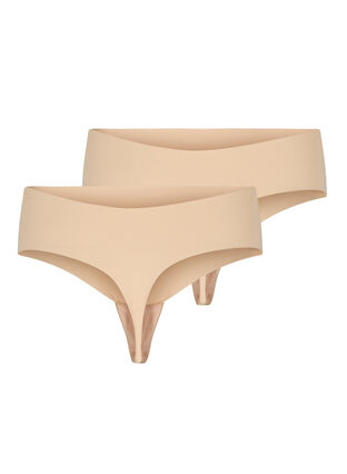 Zizzi Sømløs g-streng, 2 stk., Beige, Packshot image number 1