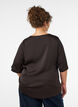 Satengbluse med albuelange ermer, Brun, Model image number 2