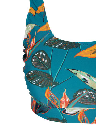 Mønstrete bikinitopp med rund hals, Leaf Print, Packshot image number 2