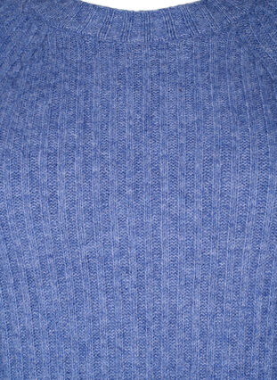Ribbestrikket kjole med splitt, Gray Blue Mel., Packshot image number 2