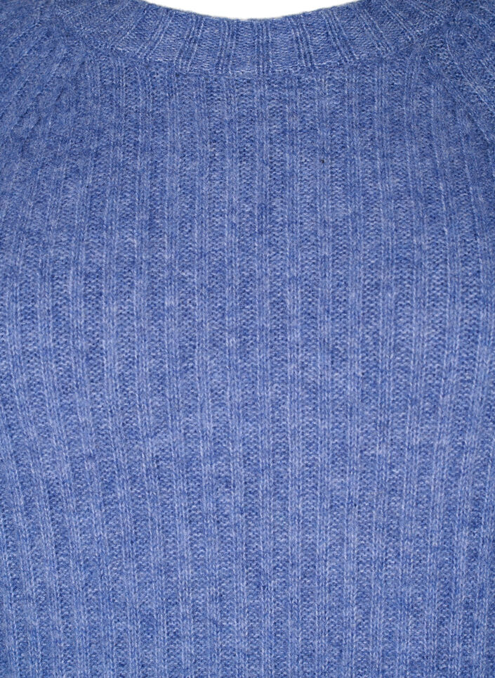 Ribbestrikket kjole med splitt, Gray Blue Mel., Packshot image number 2