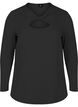 Bluse med detalj på brystet og lange ermer, Black, Packshot image number 0