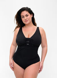 Badedrakt med knytedetalj, Black, Model