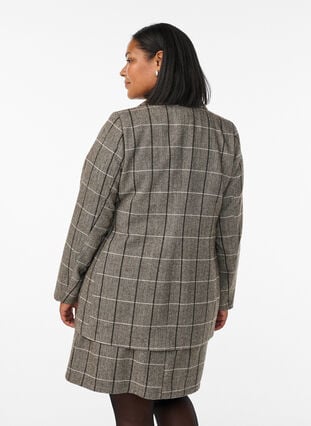Zizzi Klassisk rutete blazer, Grå, Model image number 2