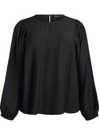 Langermet bluse i viskose, Svart Langermet bluse i viskose