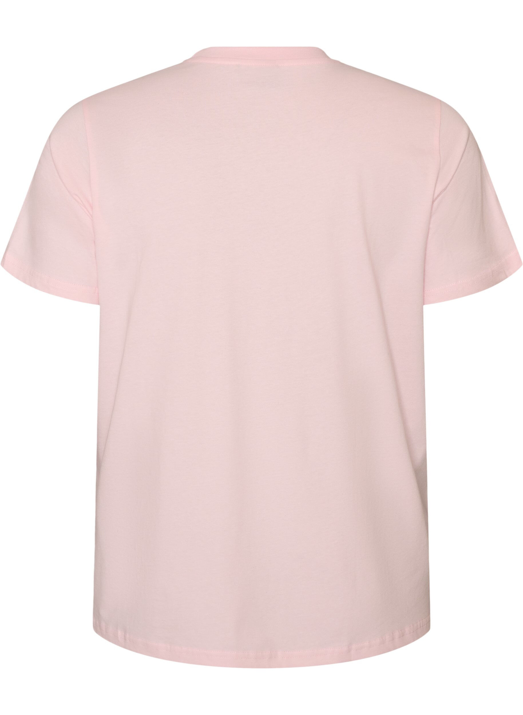 ZizziT-skjorte i &oslash;kologisk bomull med fronttrykk, Rosa, Packshot image number 1