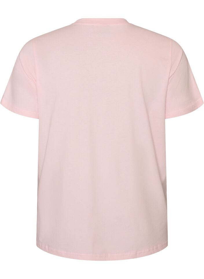 T-skjorte i &oslash;kologisk bomull med fronttrykk, Rosa, Packshot image number 1