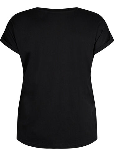 Kortermet T-skjorte i bomullsblanding, Black, Packshot image number 1