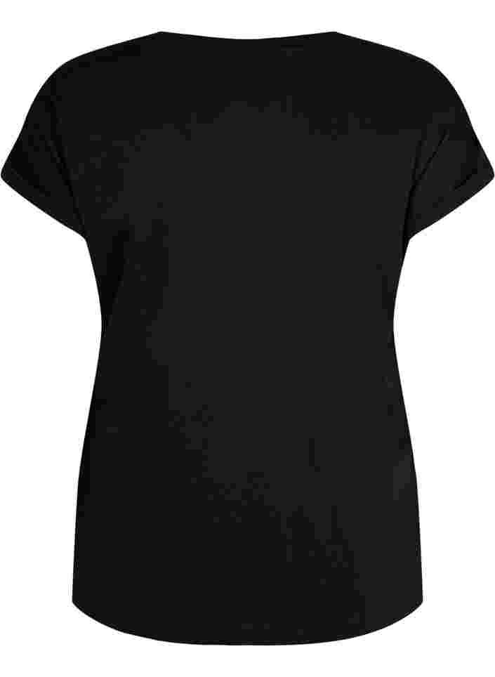 Kortermet T-skjorte i bomullsblanding, Black, Packshot image number 1