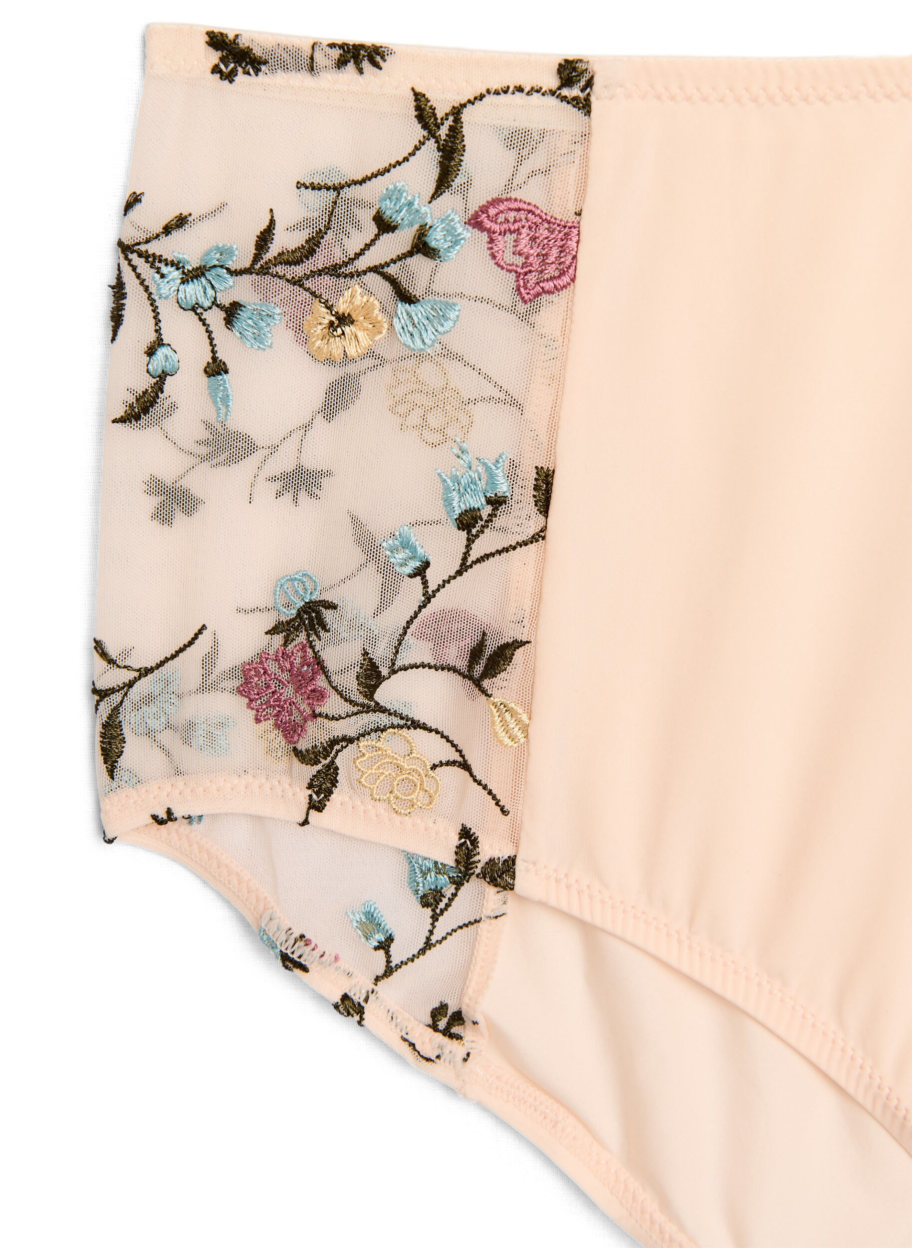 Zizzi Mikrofibertruser med broderte blomsterdetaljer, Rosa, Packshot image number 2
