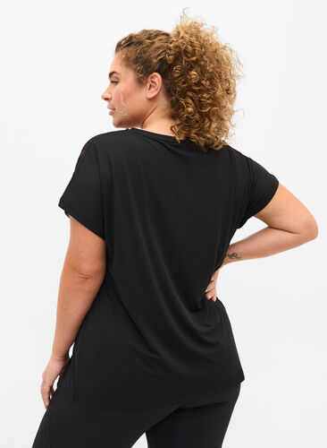 T-skjorte til trening med mønstret mesh, Black, Model image number 1