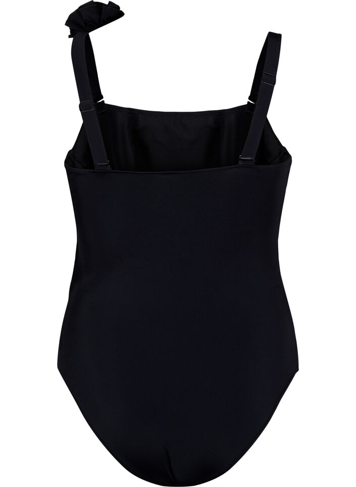 Badedrakt med asymmetrisk utringning, Black, Packshot