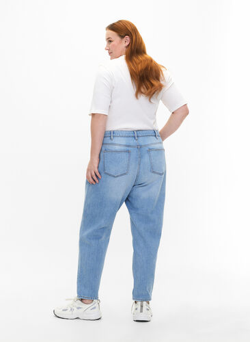 Mille mom fit-jeans med revner, Light Blue, Model image number 1