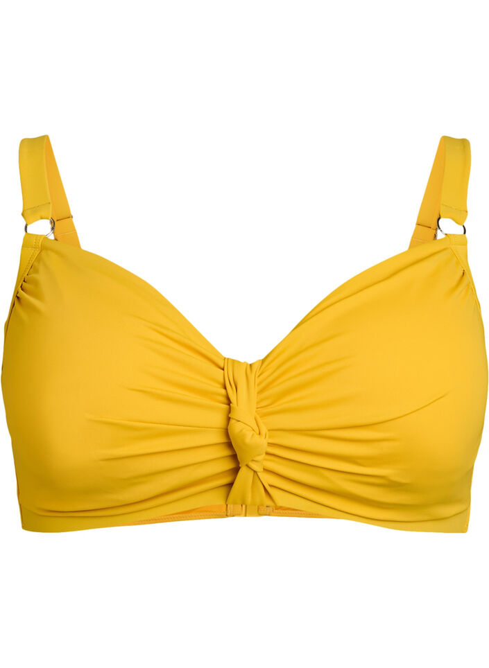 Bikini-topp med spiler og knutedetalj, Old gold, Packshot