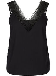 Topp med V-hals og blonder, Black