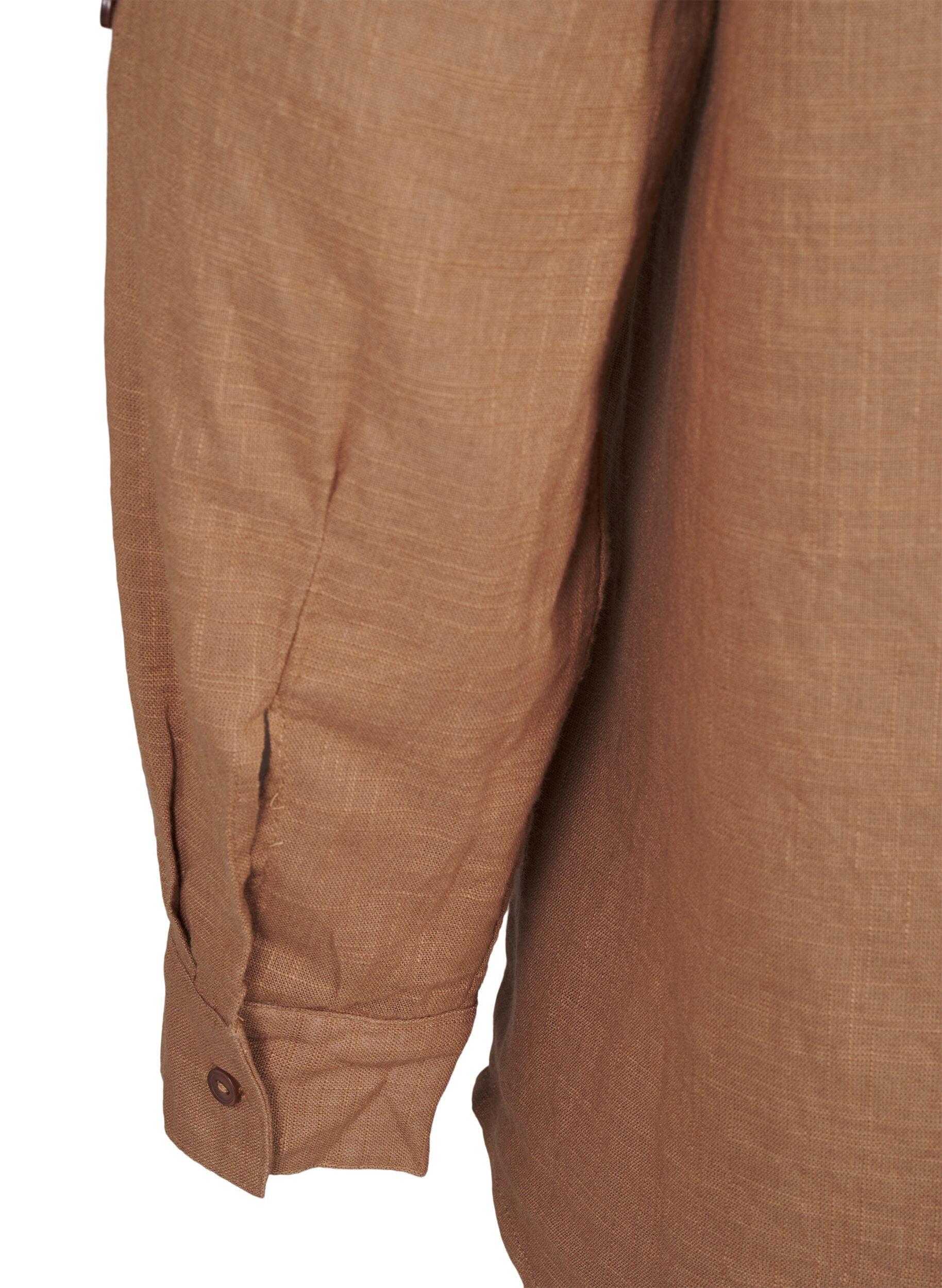 Zizzi Skjortebluse i bomull med V-hals, Coca Mocha, Packshot image number 3