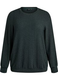 Bluse med fiskebensm&oslash;nster og glittertr&aring;d, Gr&oslash;nn