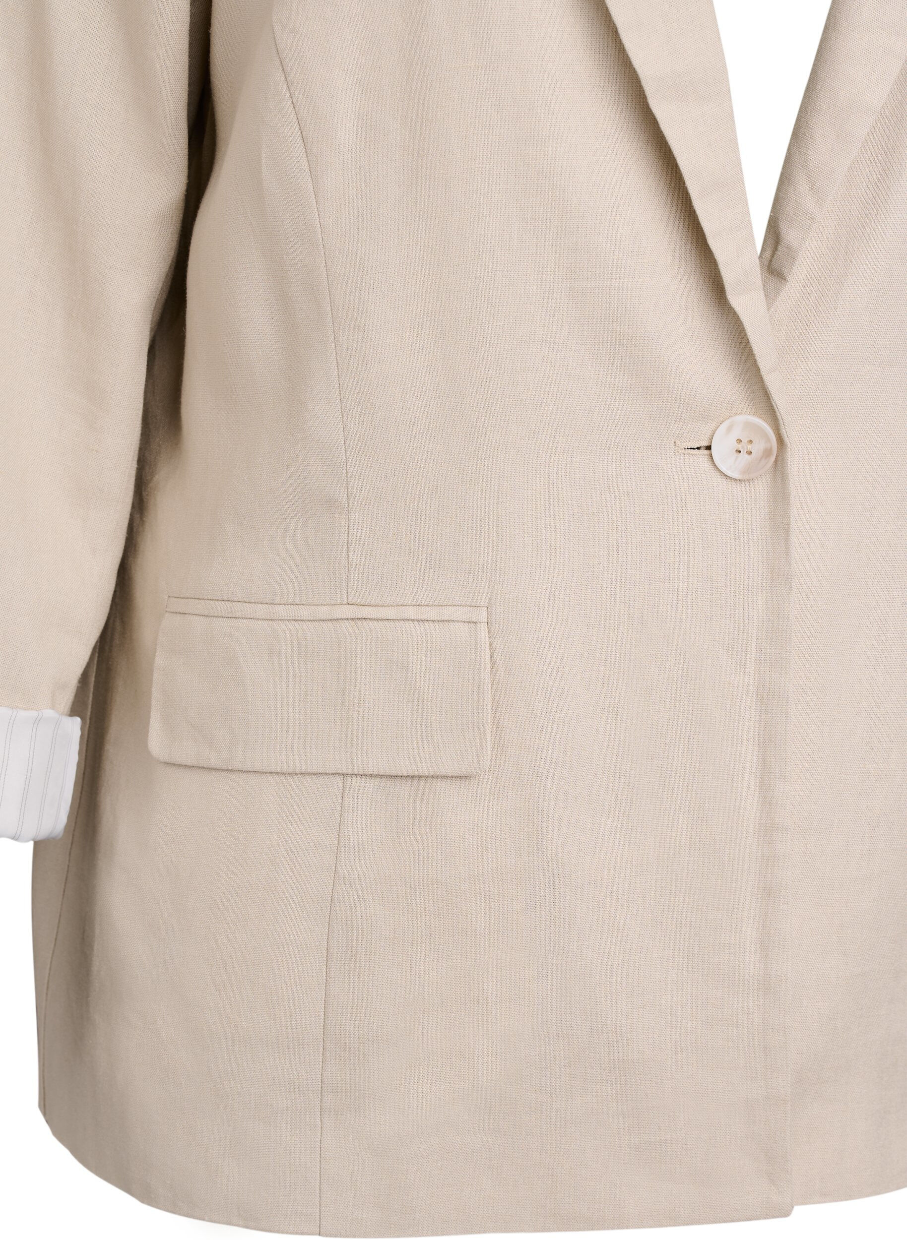 Zizzi Blazer i lin og viskose med slag og lommer, Beige, Packshot image number 2