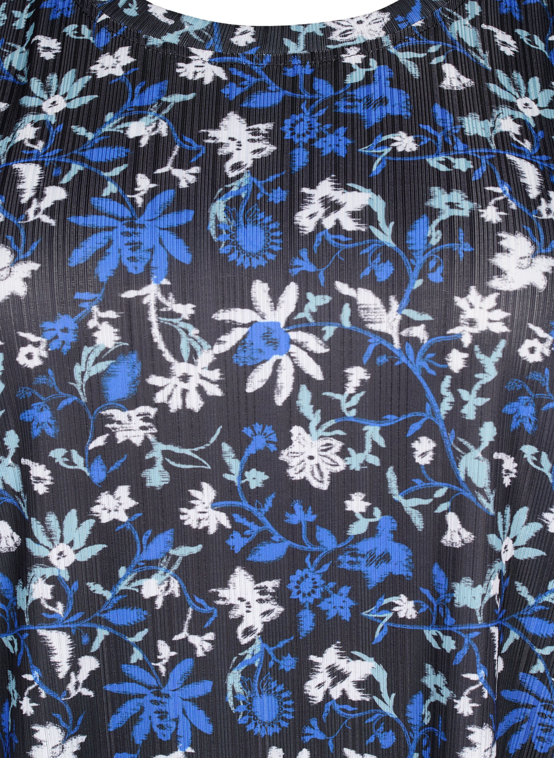 Zizzi FLASH &ndash; T-skjorte med blomstertrykk, Black Blue Green AOP, Packshot image number 2