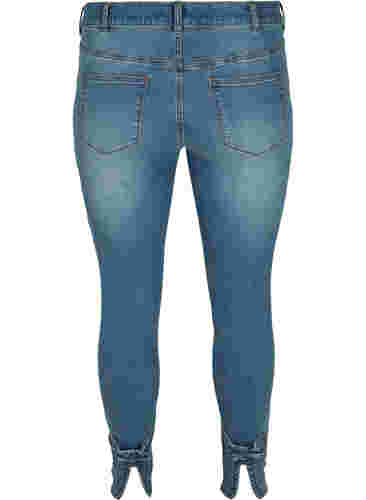 Cropped Amy jeans med høyt liv og sløyfe, Blue denim, Packshot image number 1