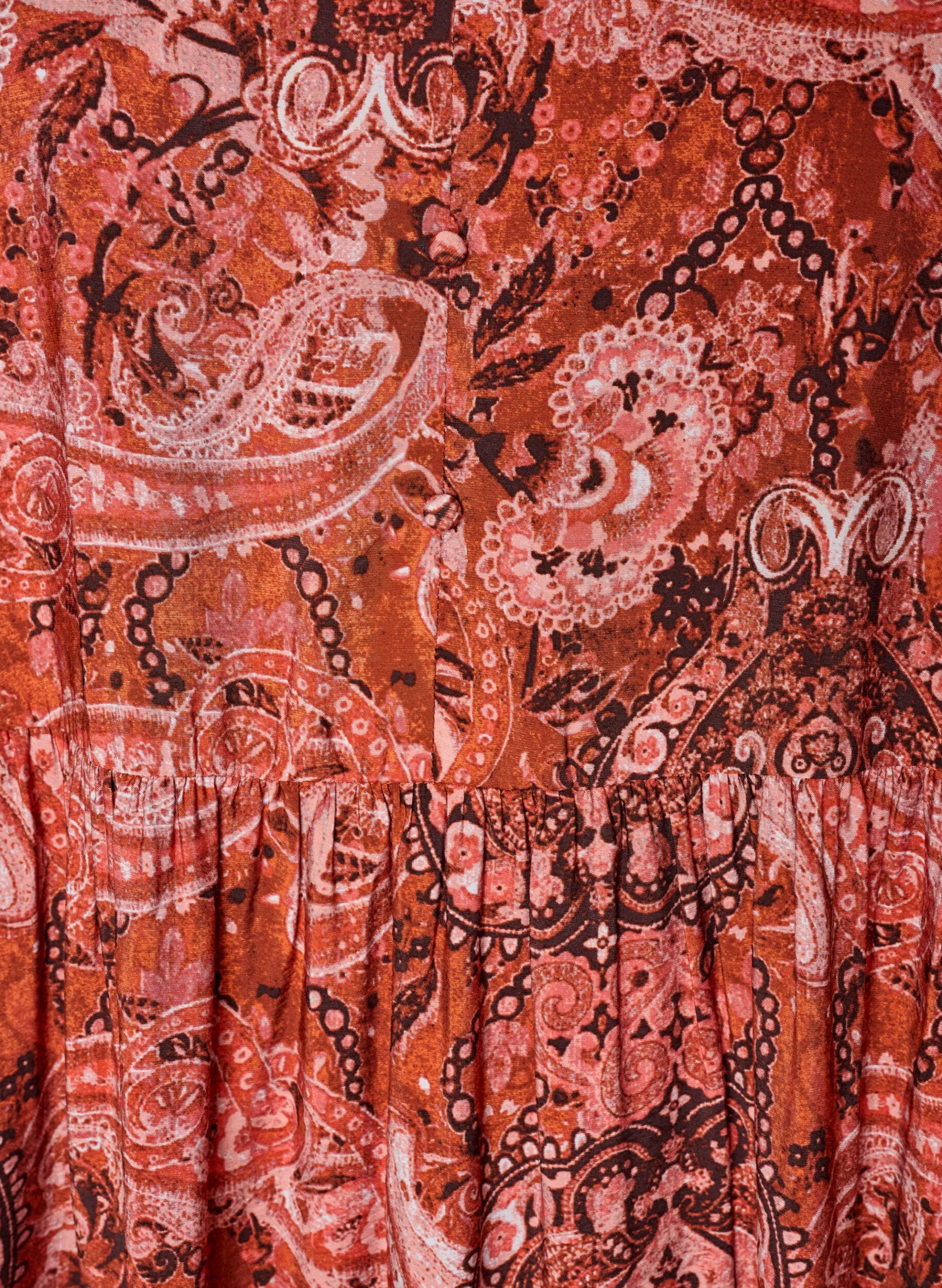 ZizziMidikjole i viskose med paisleytrykk, Orange, Packshot image number 2