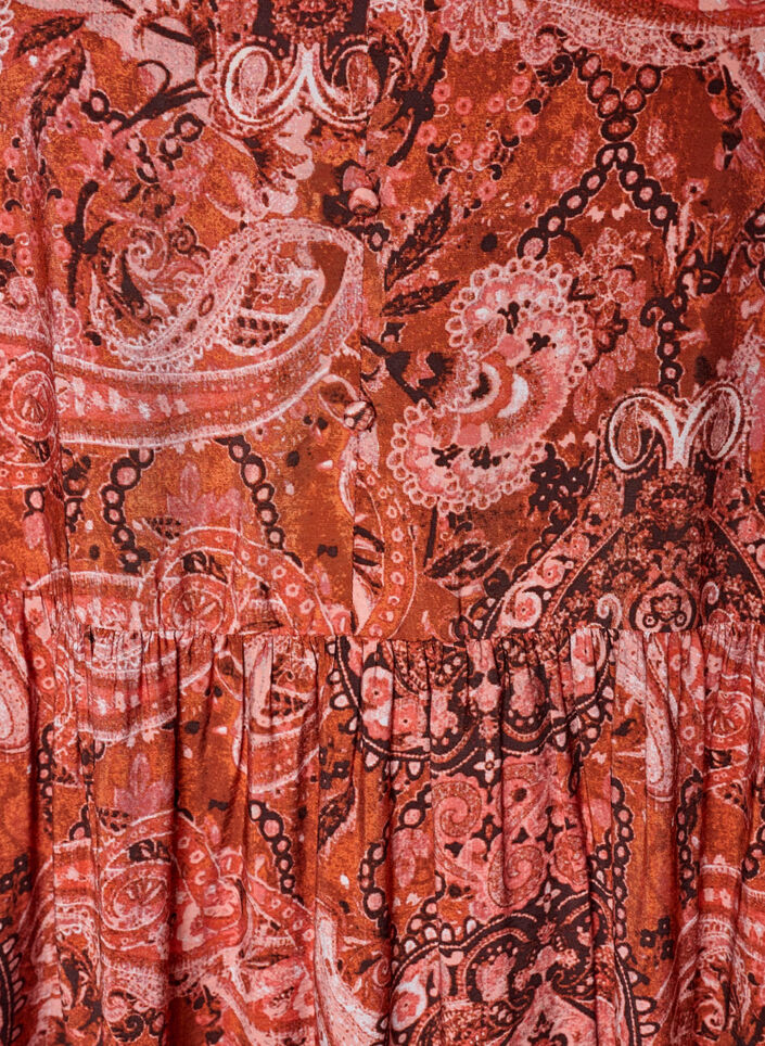 Midikjole i viskose med paisleytrykk, Orange, Packshot image number 2
