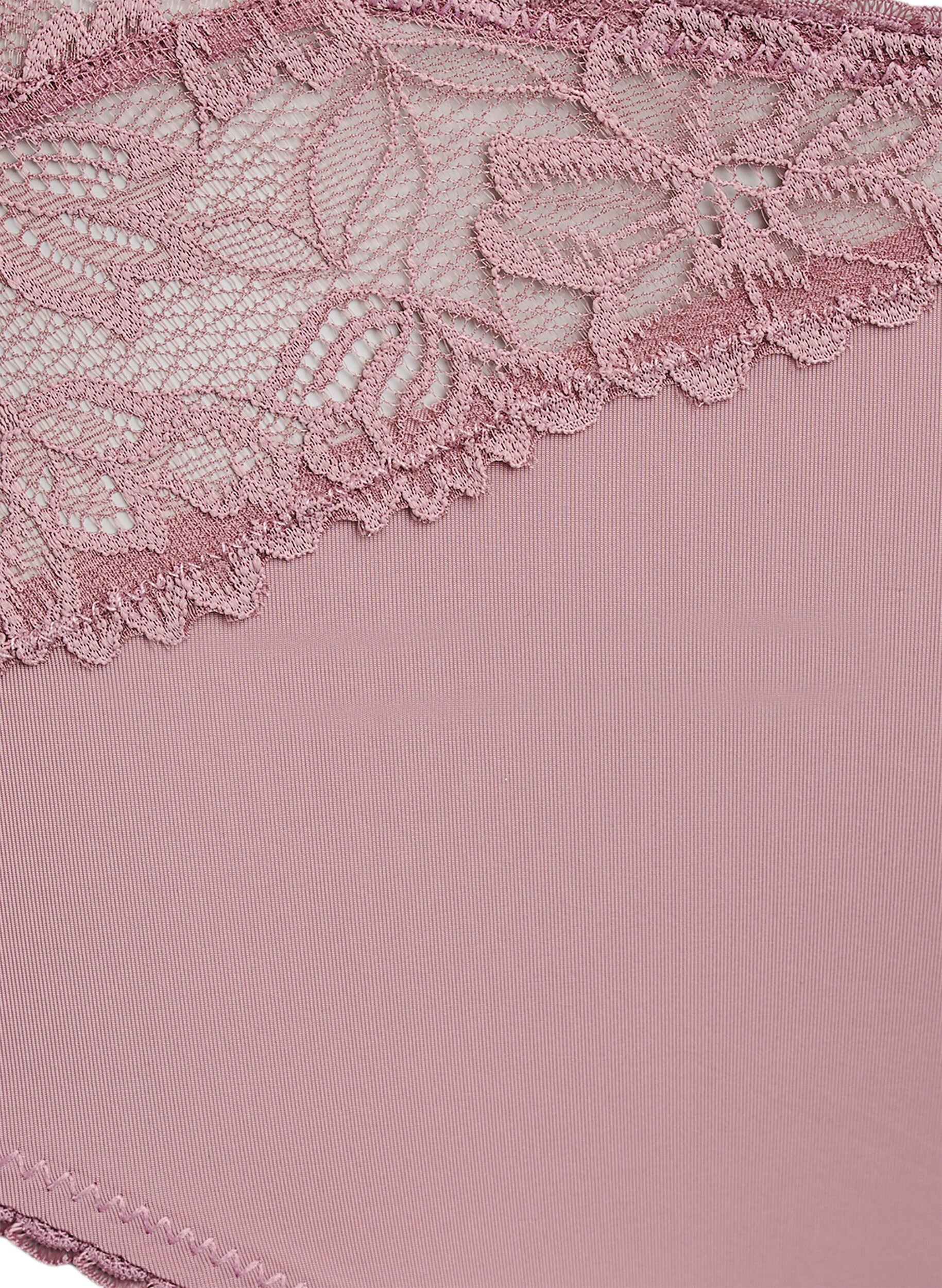 Zizzi Mikrofibertruser med blondedetaljer, Rosa, Packshot image number 2