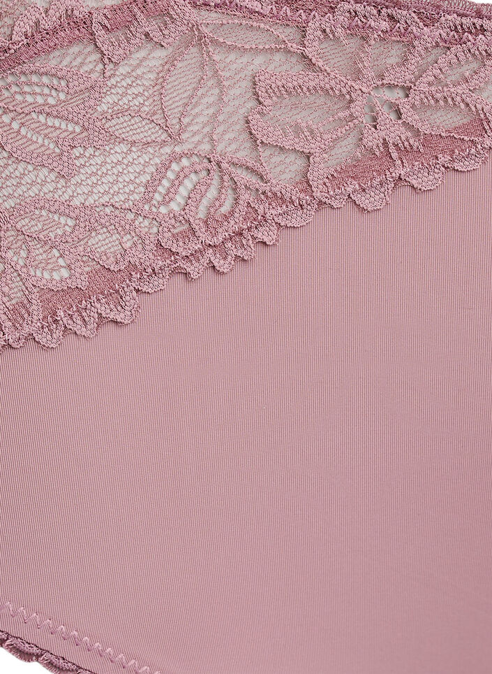 Mikrofibertruser med blondedetaljer, Rosa, Packshot image number 2