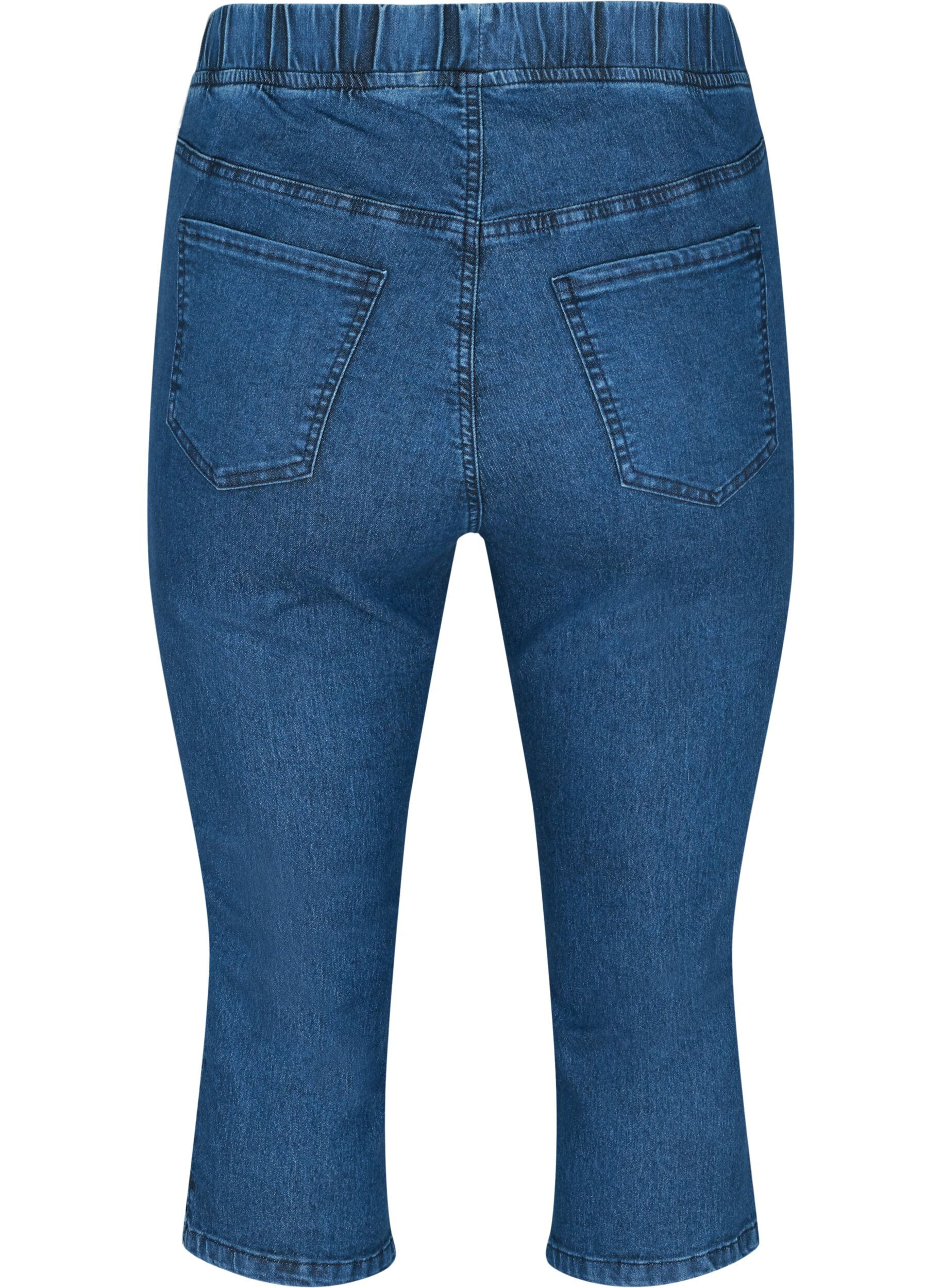 Zizzi Capribukser i bomullsmiks, Dark blue denim, Packshot image number 1