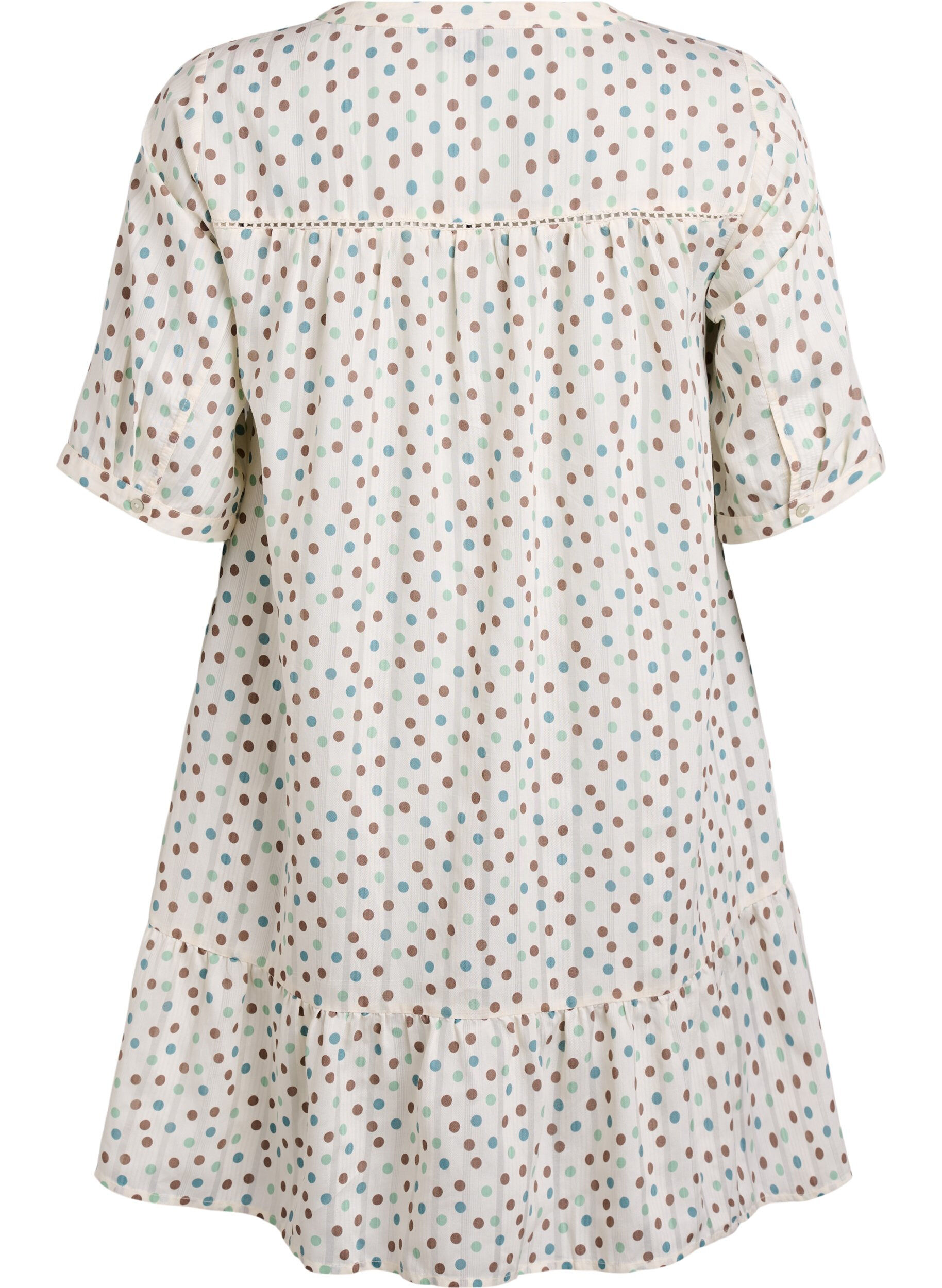 Zizzi Kort viskosekjole med blonderkant og A-formet snitt, Hvit, Packshot image number 1