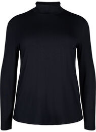Langermet genser med høy hals, Black