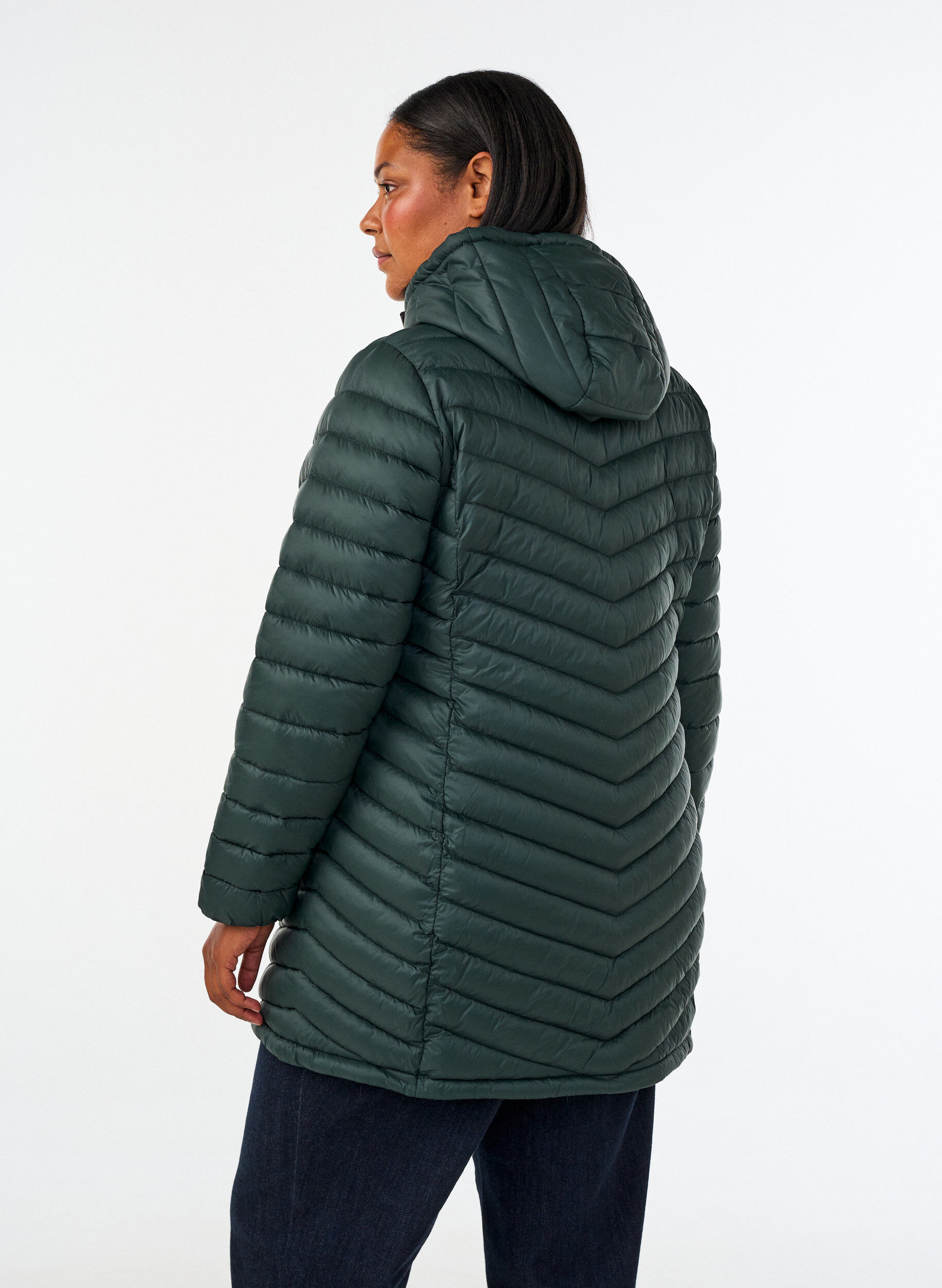 ZizziLett jakke med lommer og avtagbar hette, Gr&oslash;nn, Model image number 2
